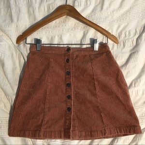 Pink Corduroy Button Up Mini Skirt
